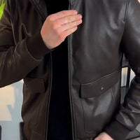 Blouson Deux grandes poches en semi cuir