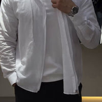 chemise zip élégant en lin pour homme