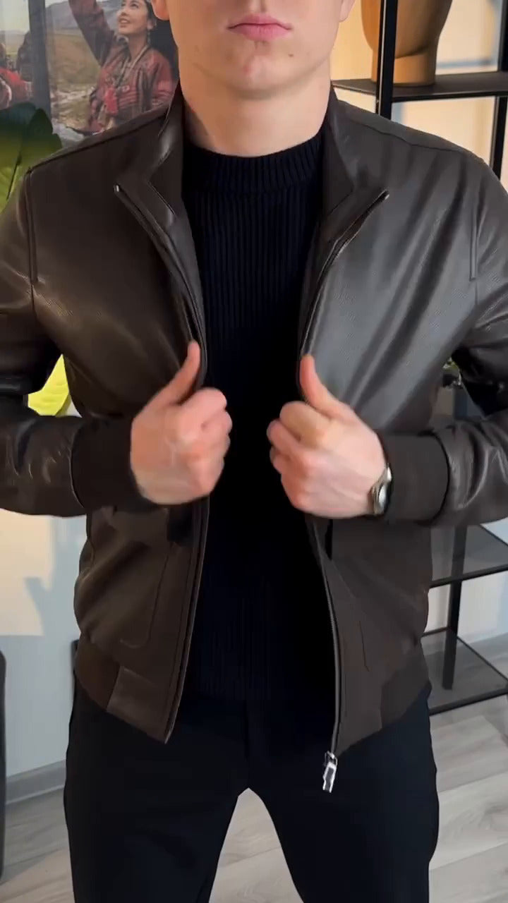 Blouson Deux grandes poches  en semi cuir