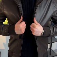 Blouson Deux grandes poches  en semi cuir