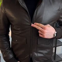 Blouson Deux grandes poches  en semi cuir