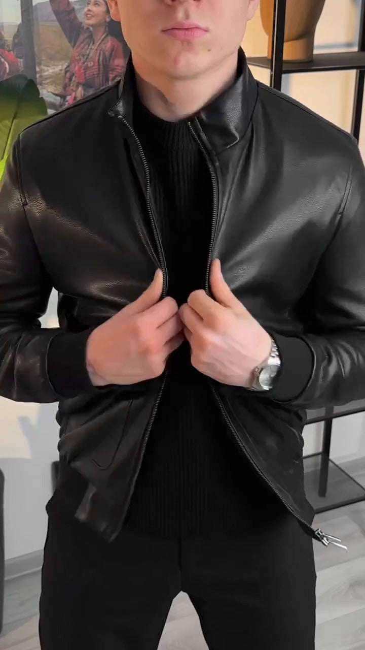 Blouson Deux grandes poches  en semi cuir