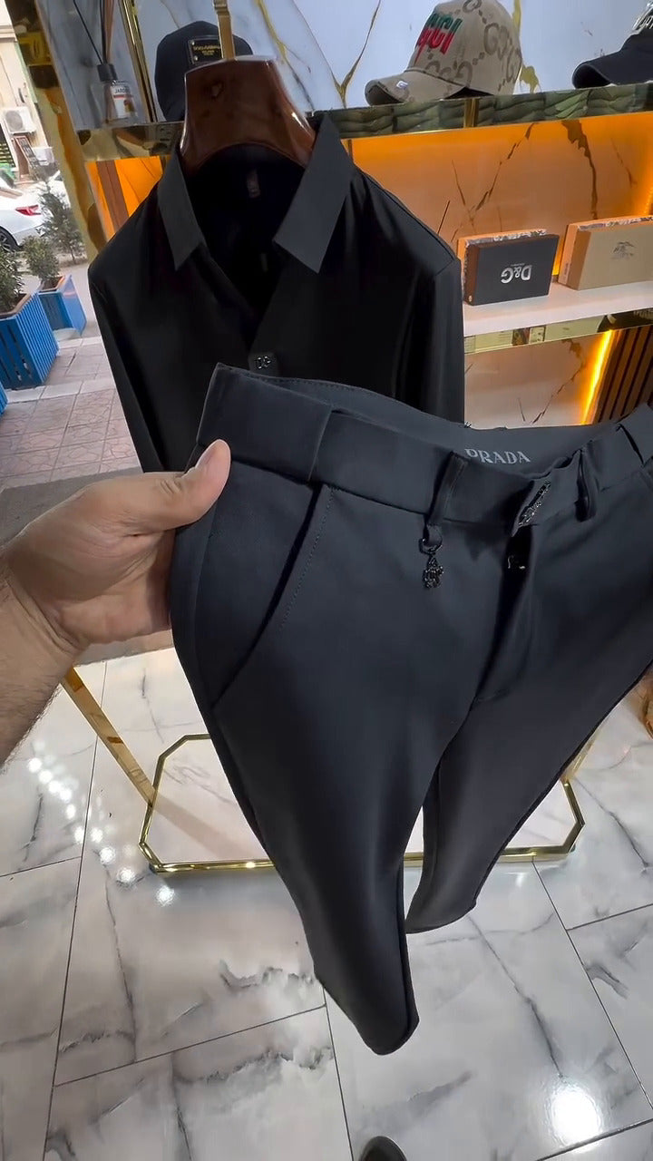 Slim Formal Black Stretch Trousers