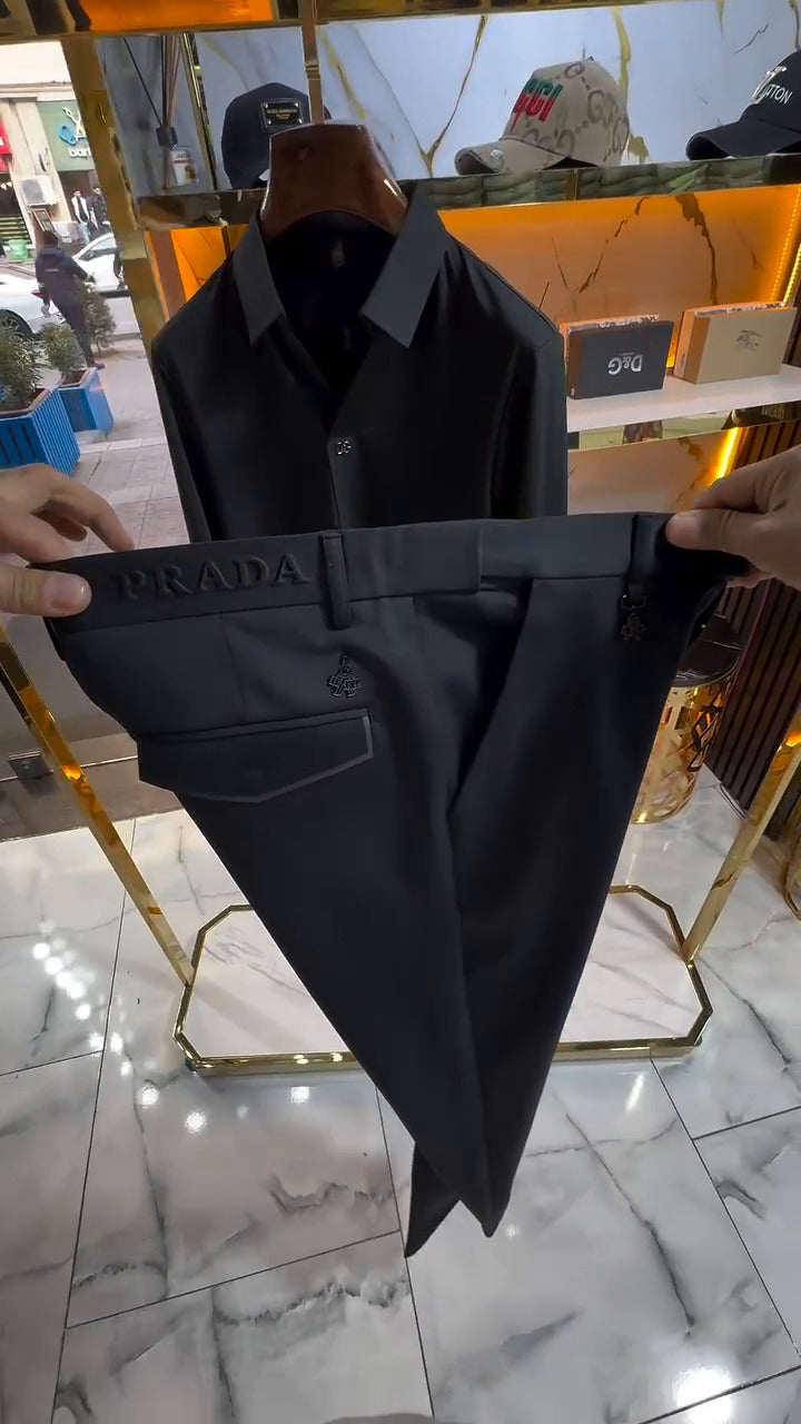 Slim Formal Black Stretch Trousers