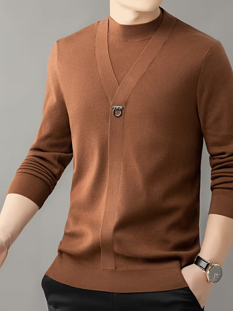 Pull à Manches Longues et Col Rond qui Ressemble à une Deux-Pièces