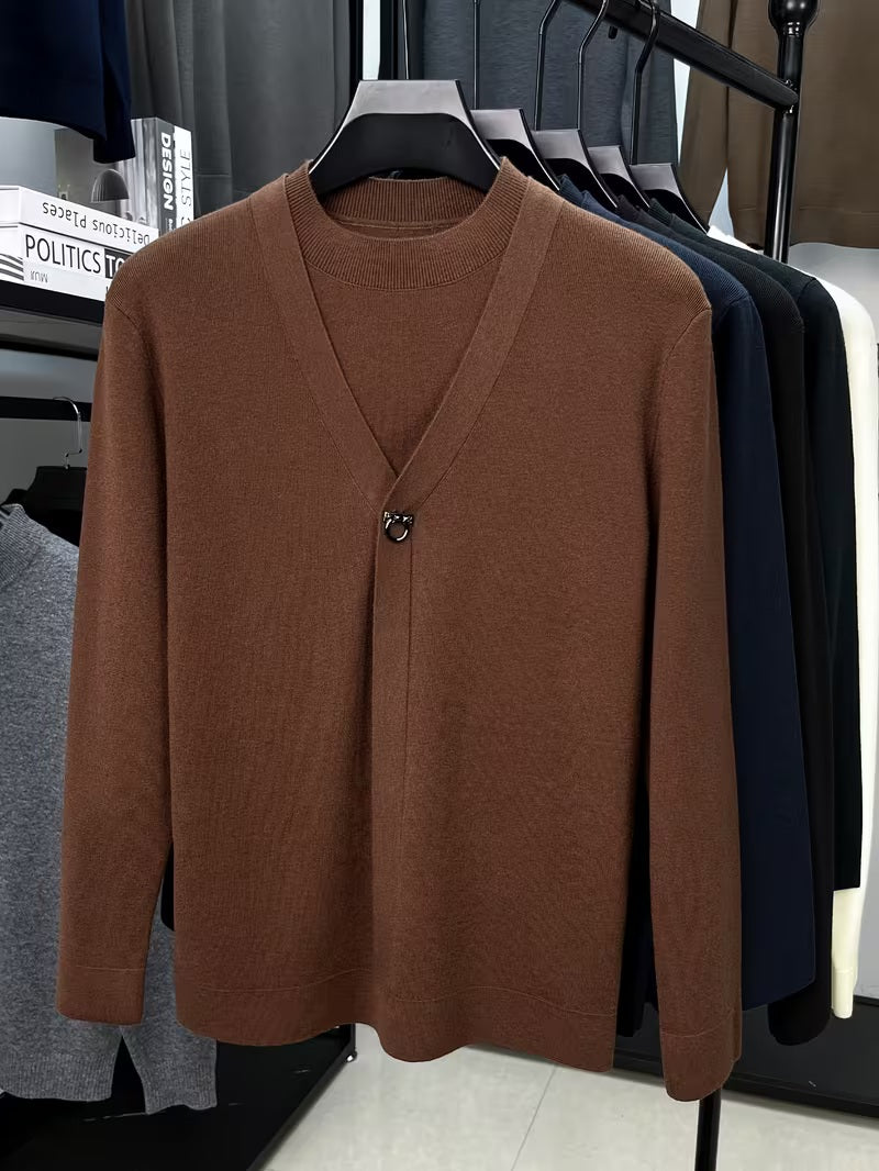 Pull à Manches Longues et Col Rond qui Ressemble à une Deux-Pièces