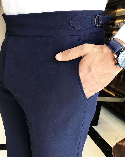 PANTALON HOMME DÉTAILLÉ À TAILLE SLIM STYLE ITALIEN